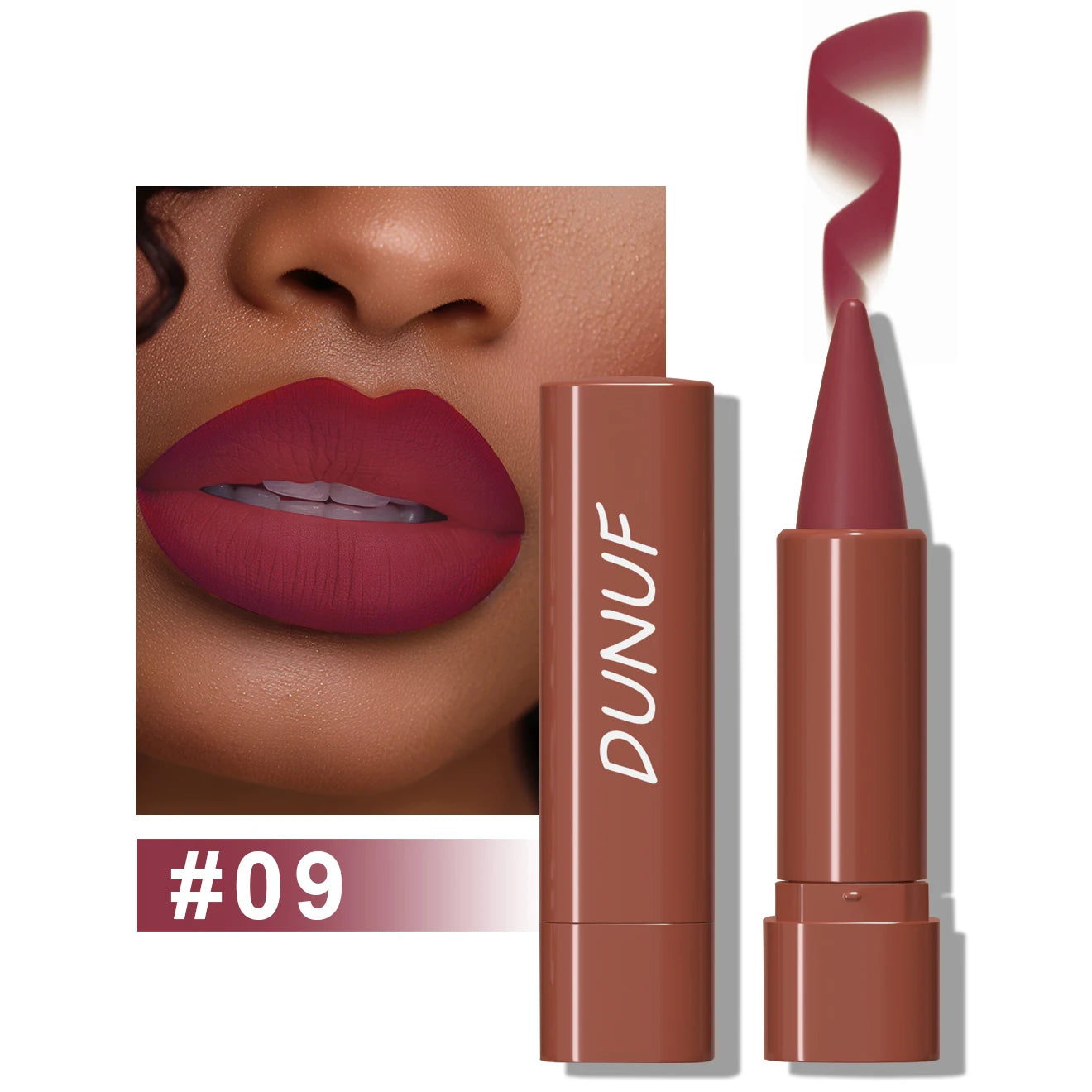Matte Lip Gloss Lip Liner Lipstick, 1pcs Waterproof Velvet Long Lasting Non-Stick Cup, Nude Y2K Christmas Valentine's Day Gifts Oasis Select 09