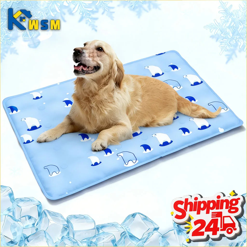 Summer Pet Cooling Mat for Dogs Cats Ice Silk Bed Pad Chill Sleeping Mat Reusable Non Toxic Non Slip for Pets Oasis Select