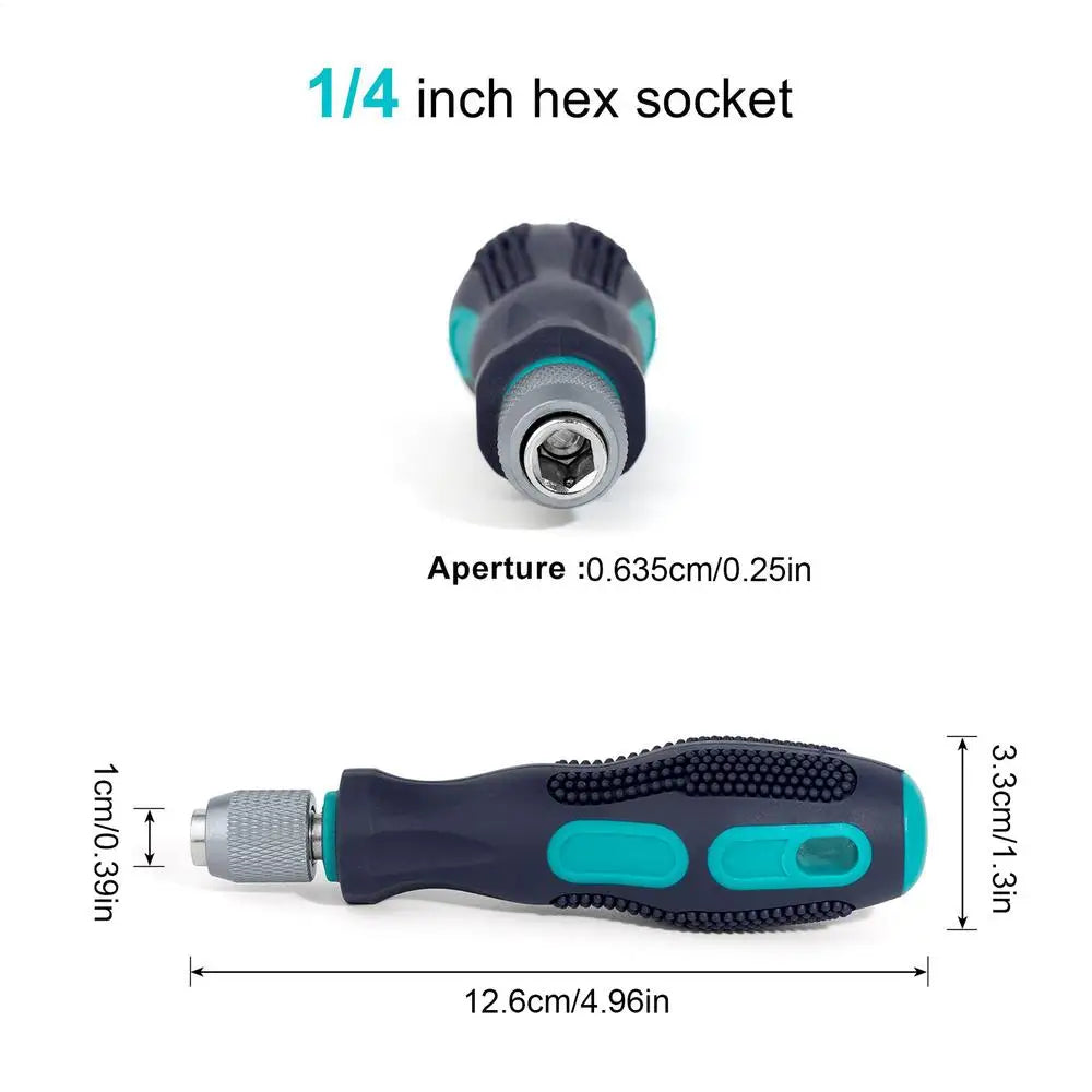 Screwdriver Bit Handle Non-Slip Quick Release Hand Tools 1/4 Inch Hex Screwdriver Handle for Household Appliances Automotive Oasis Select Blue