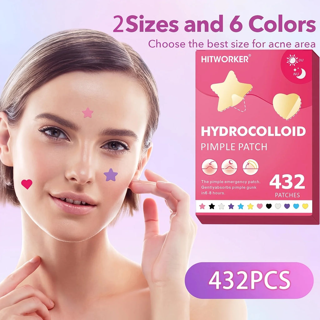 432 Pcs Acne Patches per Box, Star-Shaped Acne Patches, Concealing Patches, Suitable for All Skin Types, Unisex Skincare Oasis Select