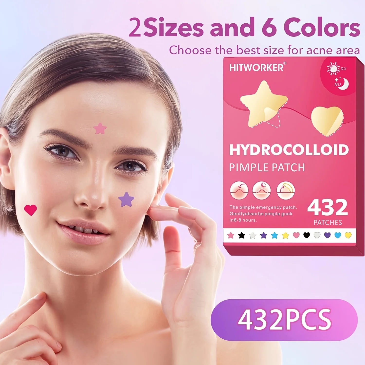 432 Pcs Acne Patches per Box, Star-Shaped Acne Patches, Concealing Patches, Suitable for All Skin Types, Unisex Skincare Oasis Select