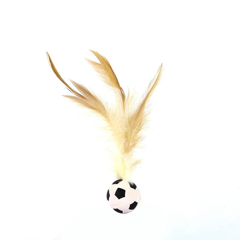 New Popular Chicken Feather Rubber Elastic Ball Feather Throwing Cat Toy for Self-entertainment and Boredom Pet Toy Oasis Select Football