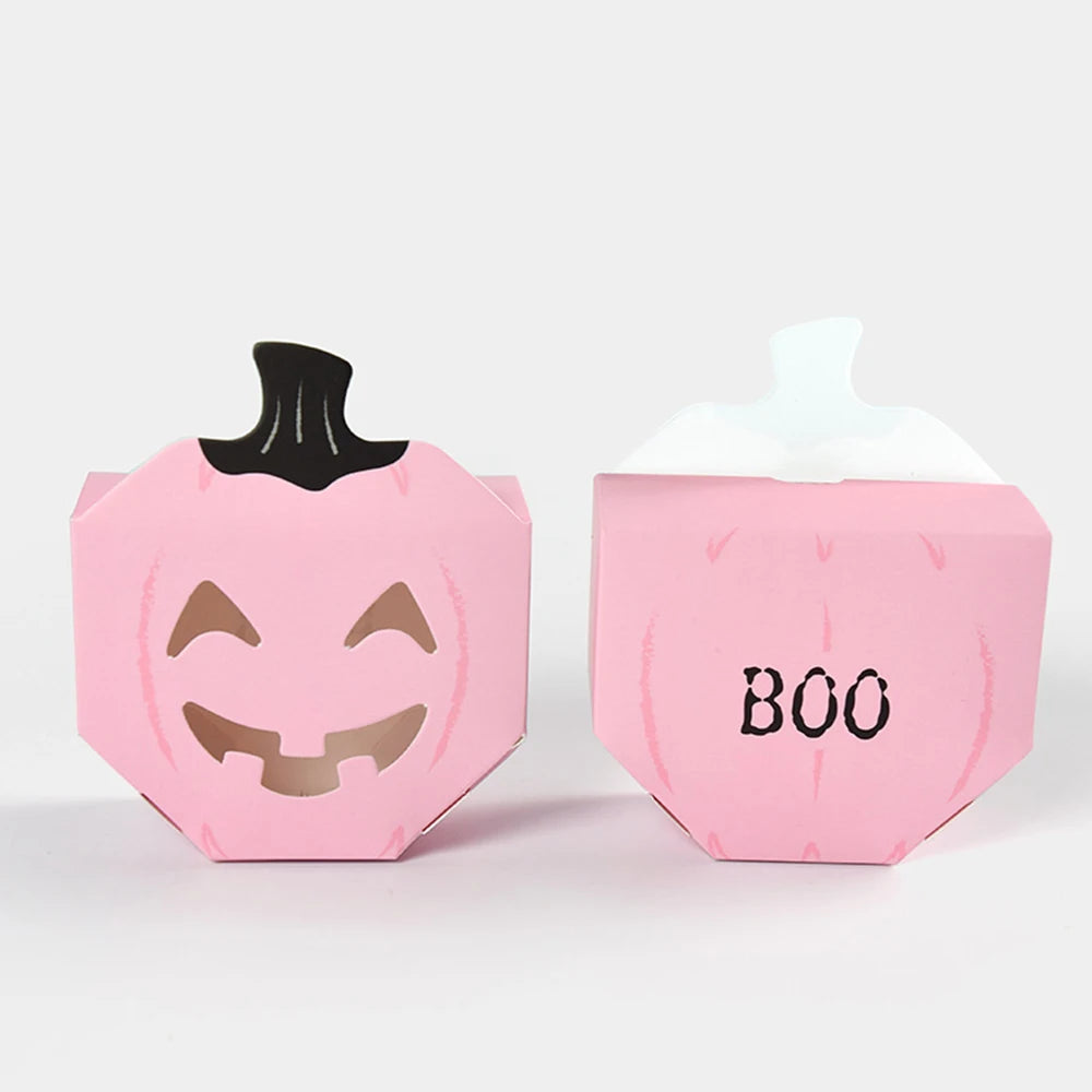 10Pcs Halloween Pink Pumpkin Shaped Candy Boxes Gift Boxes Mini Treat Boxes Container for Halloween Party Decoration Supplies Oasis Select Pink-10pcs other