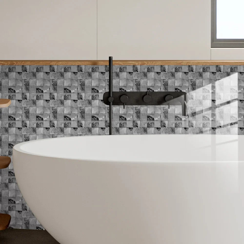 Grey Mosaic Pattern Home Decor Wall Stickers Kitchen Bathroom Refurbished Self-adhesive Paper Wall Decoration Oasis Select