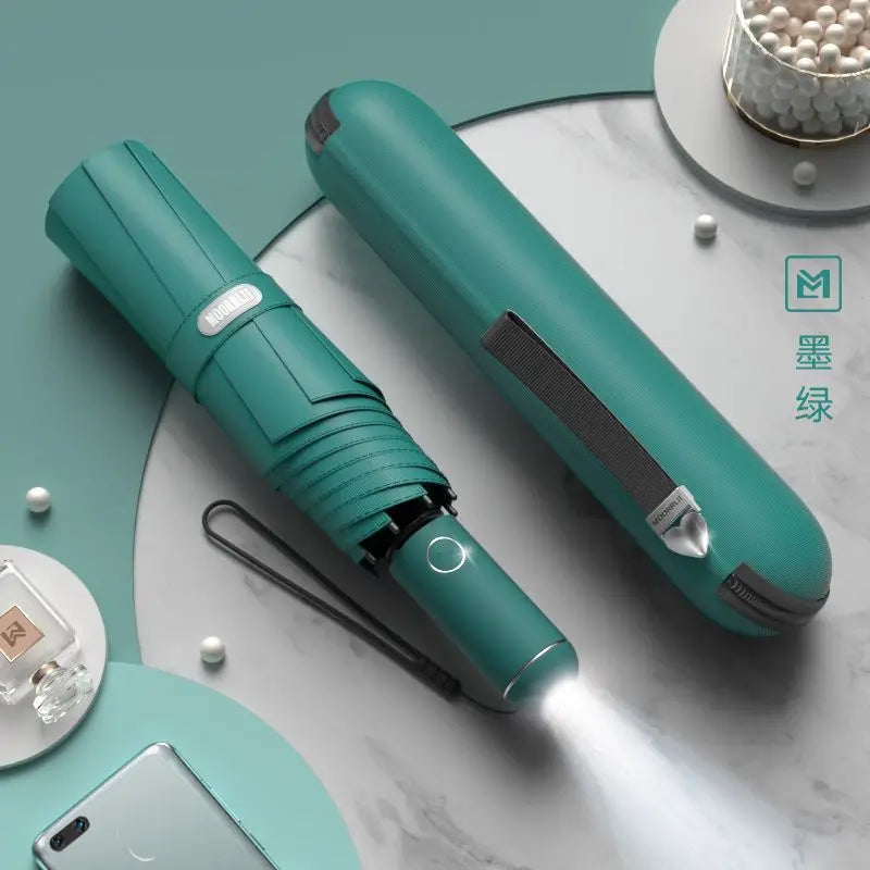 Upf50+ Automatic Sun Umbrella UV Protection Compact Portable Folding Rain and Sun Umbrella Oasis Select Dark green 1