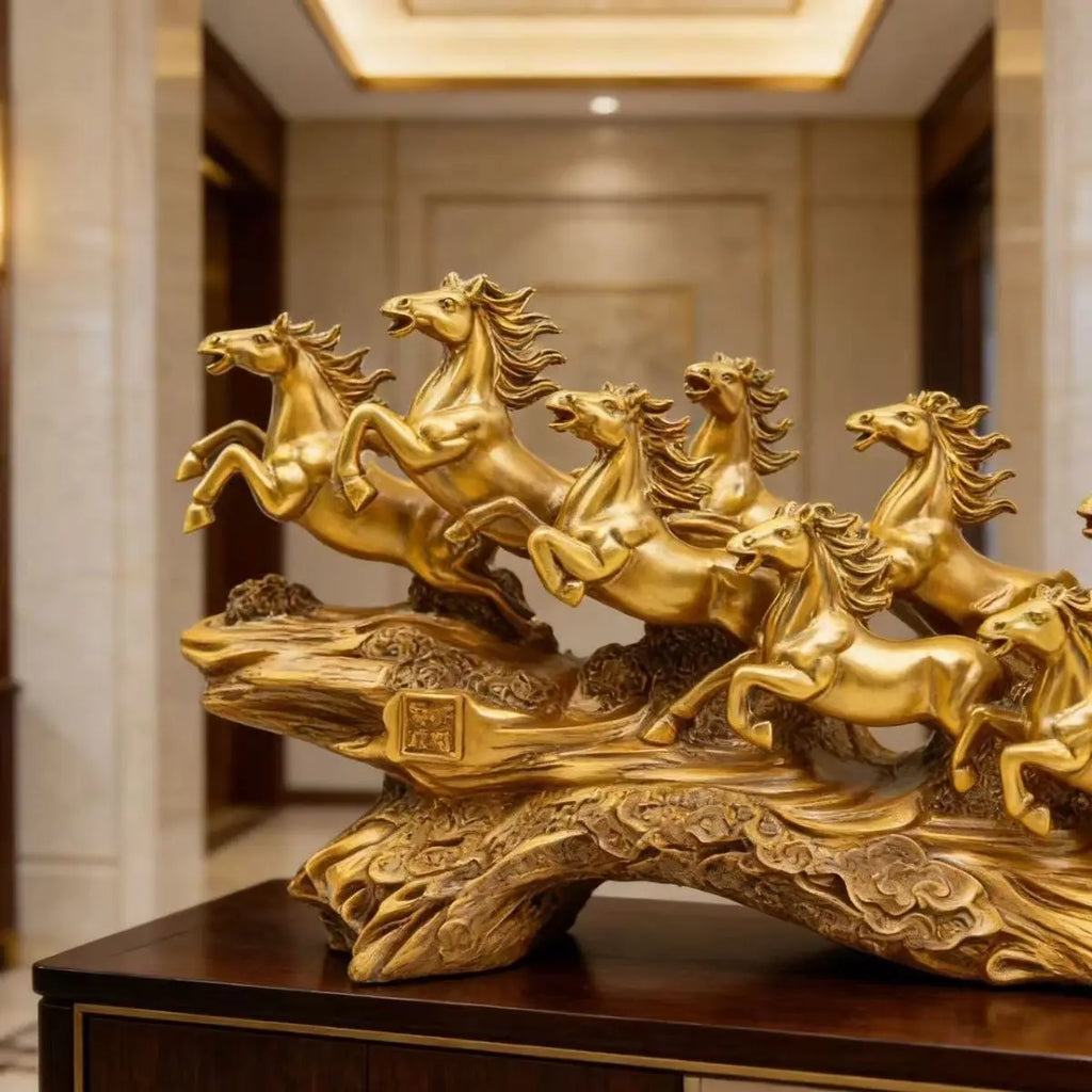 New Year Horse Resin Ornament 8 Horse Take in Money Desktop Decoration Handicrafts Lucky Living Room Home Decoration Oasis Select