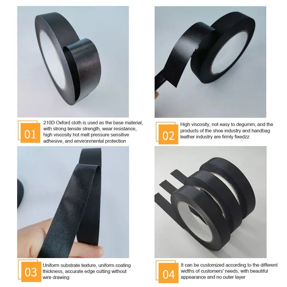 50M/Roll Black Shoe Oxford Cloth Tape Self-adhesive Tape Single-sided Nylon Reinforced Tape Oasis Select