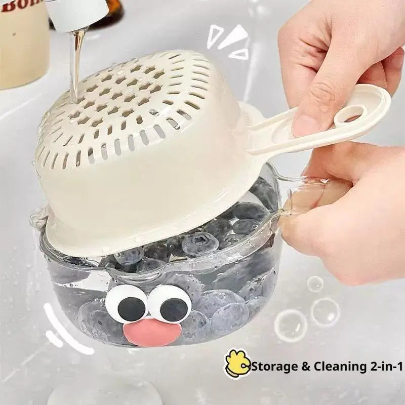 Double-layer Vegetable Washing Basket Drip Water Basket Colander For Kitchen Fruit 12 cm Cute Drain Storage Basket Oasis Select
