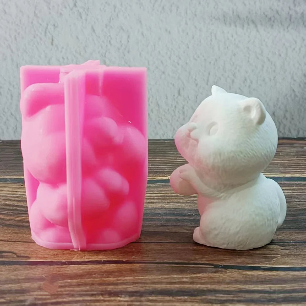 Charming 3D Cat Scented Candle Silicone Detailed Cat Design Mold Resin Mold For Handmade Gifts Home Decor Oasis Select