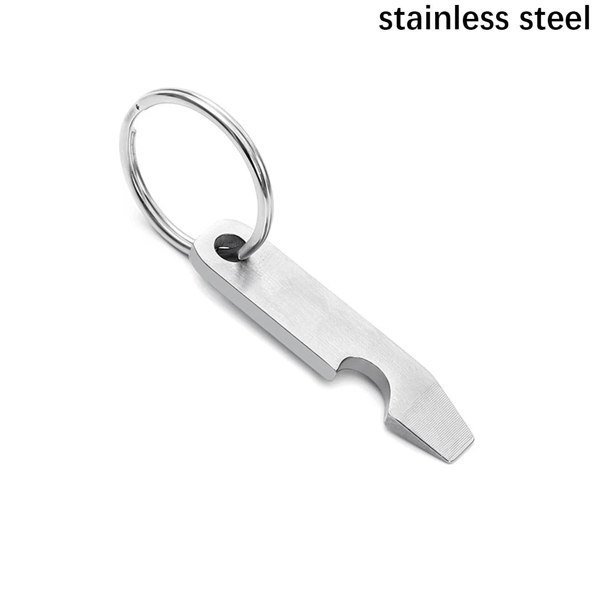 Titanium Alloy Bottle Opener Keychain Men’s Pendant EDC Outdoor Tool Mini Screwdriver Camping Gear Stainless Steel Small Crowbar Oasis Select stainless steel