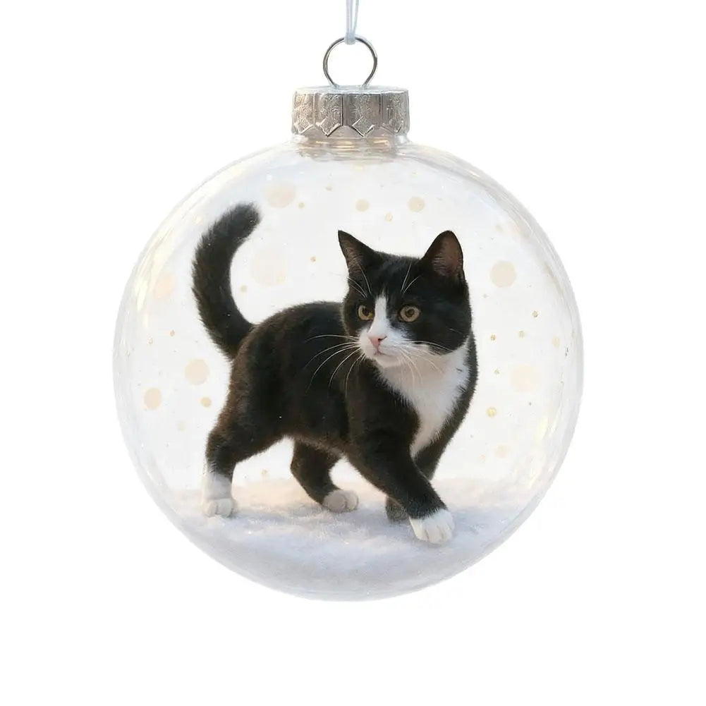 Cute Kitten Ball Christmas Ornaments Decoration 10x10x10cm PP Christmas Tree Cat Ball Pendant Ornament Xmas Tree Hanging Decor Oasis Select J