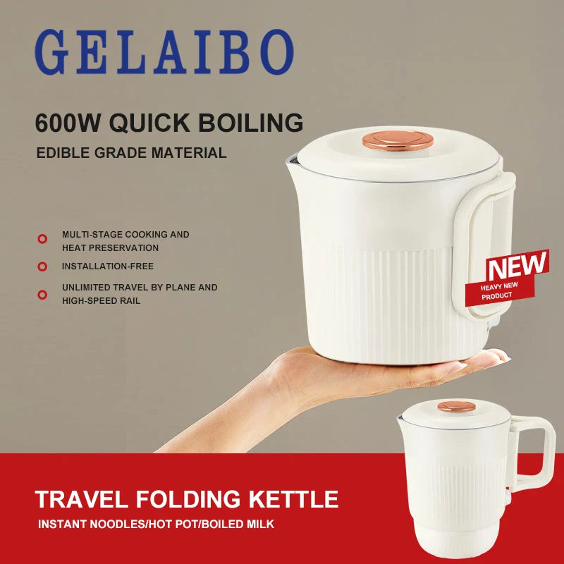 Folding kettle travel portable kettle 304 stainless steel electric kettle double-layer anti-scalding Oasis Select