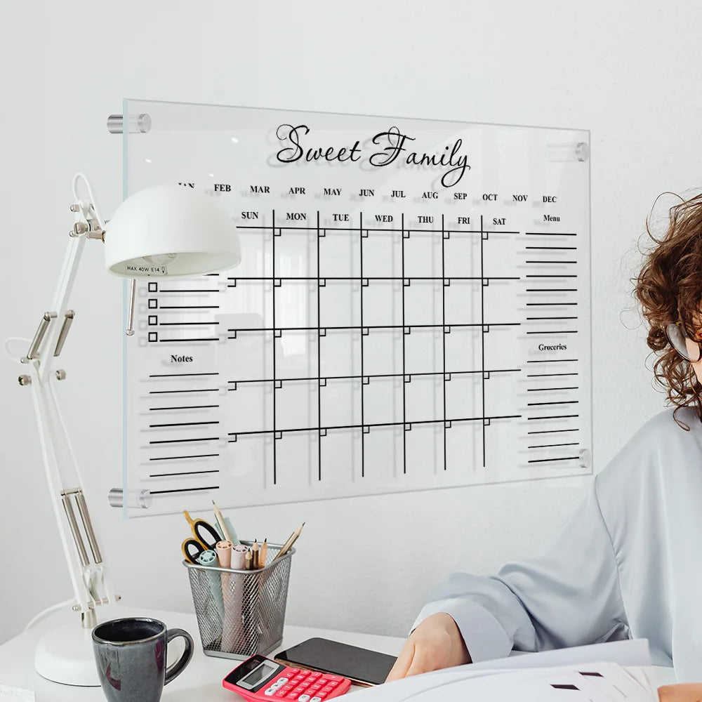 Acrylic UV printed calendar table study wall weekly plan can be erased itinerary Oasis Select
