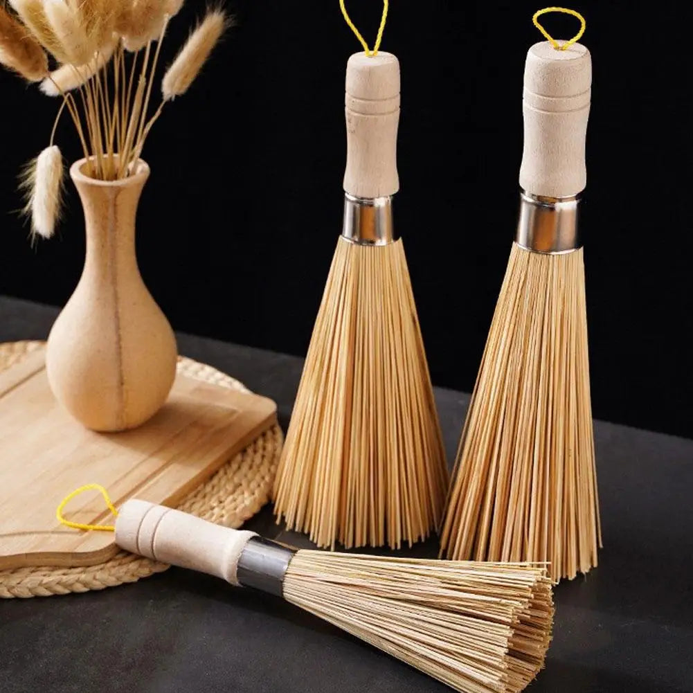 Natural Bamboo Pot Brush Long Handle Wok Cleaning Brush Dish Brush Dish Scrubber Cleaning Tool Pot Pan Cleaner Home Restaurant Oasis Select