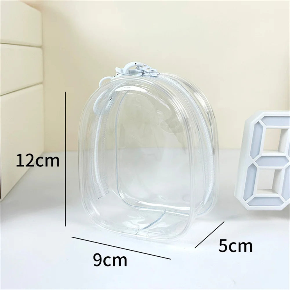 12cm PVC Transparent Storage Bag with Keychain Multicolor Cartoon Doll Display Box Dustproof Case Earphones Gift Organizer Bags Oasis Select Transparent