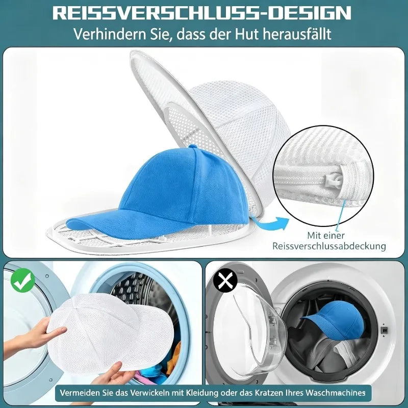 Upgraded 2-Layer Hat Washing Cage + Mesh Laundry Bag Set, Anti-Deformation Baseball Cap Washer Protector Frame, Machine Washable Oasis Select