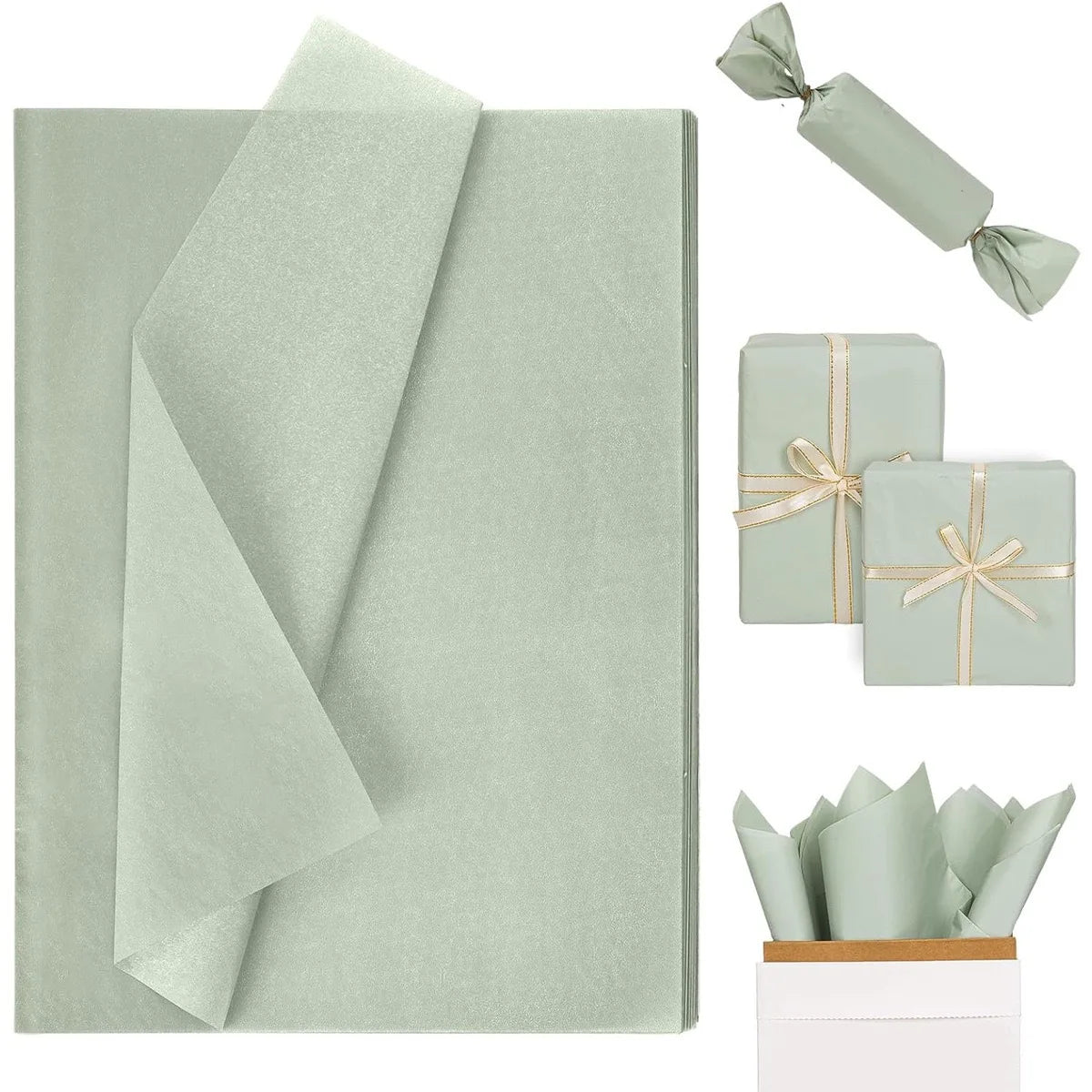 50 Sheets Sage Green Tissue Papers Light Green Wrapping Paper Solid Color Tissue Paper Gift Wrapping Paper Oasis Select