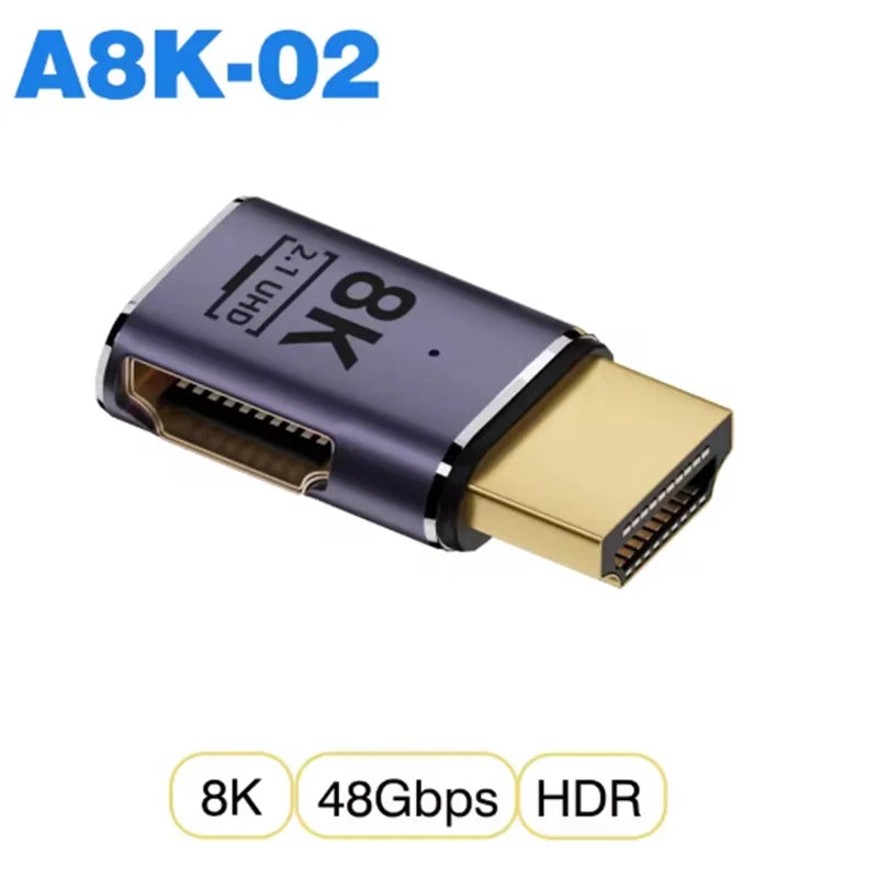 HDMI2.1 Cable Adapter HDMI Male to Female Converter Adapter Support 8K 60Hz 4K 120Hz 48Gbps For HDTV Computer Laptop Monitor Oasis Select A8K-02