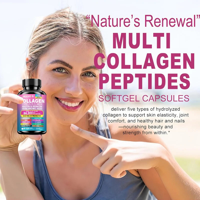 High Strength Collagen Complex, with Biotin, Hyaluronic Acid, Antioxidant, for Firm Skin, Strong Joints, Bone, Hair and Nails Oasis Select