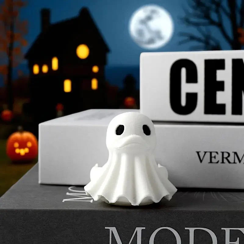 Cute Halloween Decor Ghost Duck Figurine 3D Printing Mini Ghost Duck Sculpture Tabletop Ornaments for Bedroom in-vehicle Display Oasis Select