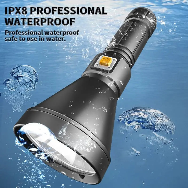 Professional Diving Flashlight IPX8 Waterproof Submersible LED Flashlight Underwater Torch for Scuba Diving, Snorkeling Fishing Oasis Select