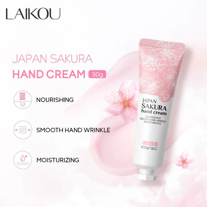 LAIKOU Sakura Hand Cream Whitening Wrinkle Removal Anti-crack Moisturizing Greasiness Intensive Repair Hand Gream 30g Oasis Select