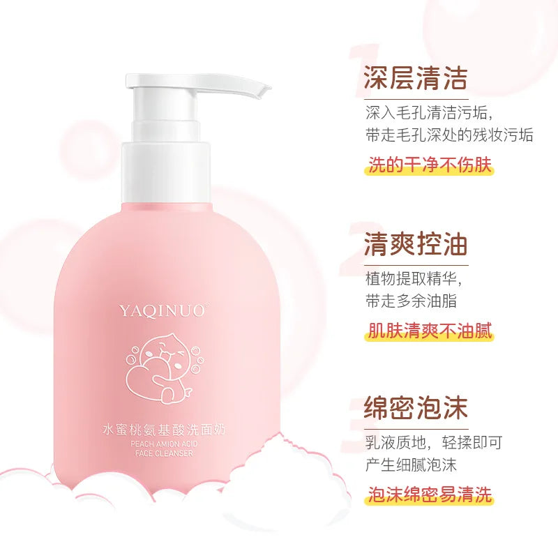 220ml Peach Amino Acid Facial Cleanser Deep Cleansing Gentle Hydration Shrinking Pore Cleanser Skin Care Products Oasis Select