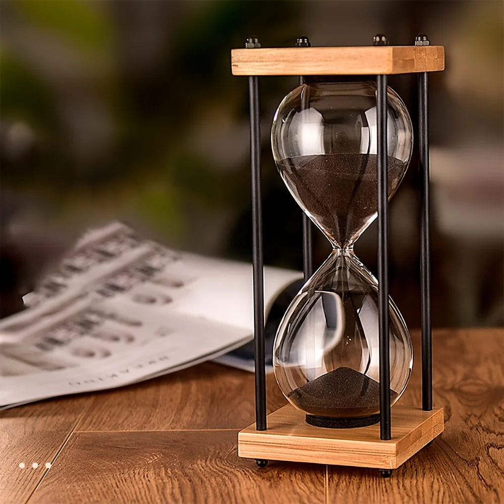 Large Decorative Wooden Hourglass Timer-30 Minute Sand Glass with Elegant Table Decor- Perfect Holiday Party Birthday Gift Idea Oasis Select Black