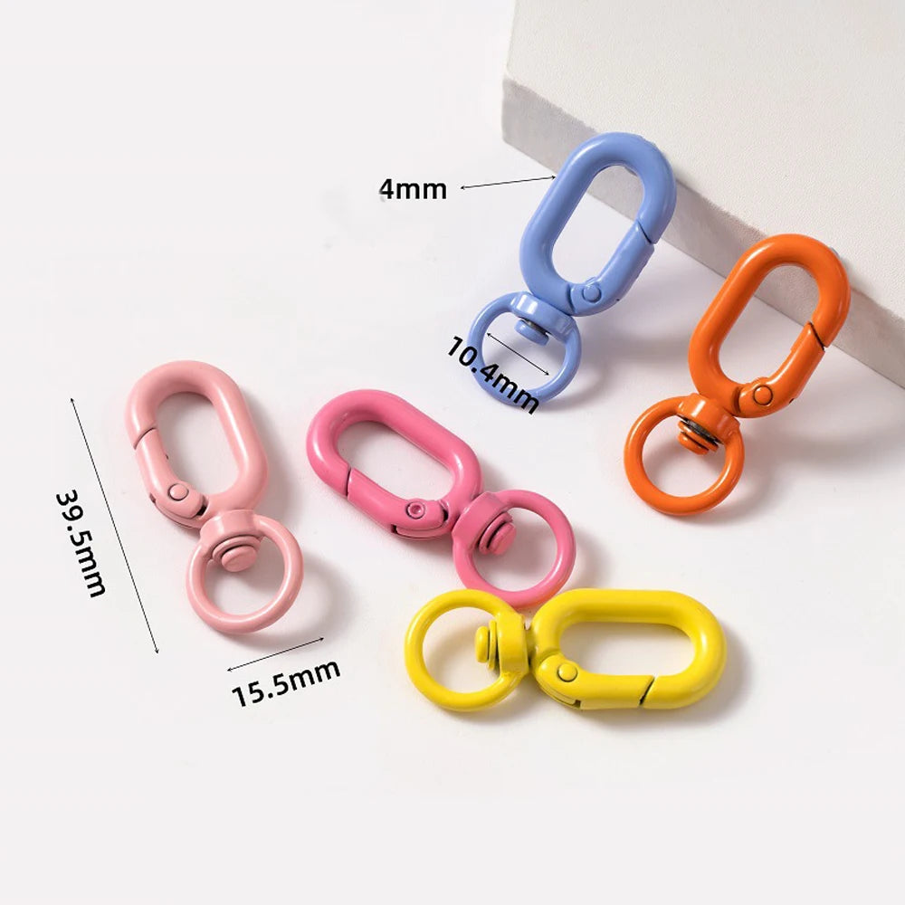 5pcs Colorful Metal Lobster Claw Clasps Swivel Lanyards Trigger Strap with Key Ring DIY Accessories for Bag Key Chains Connector Oasis Select