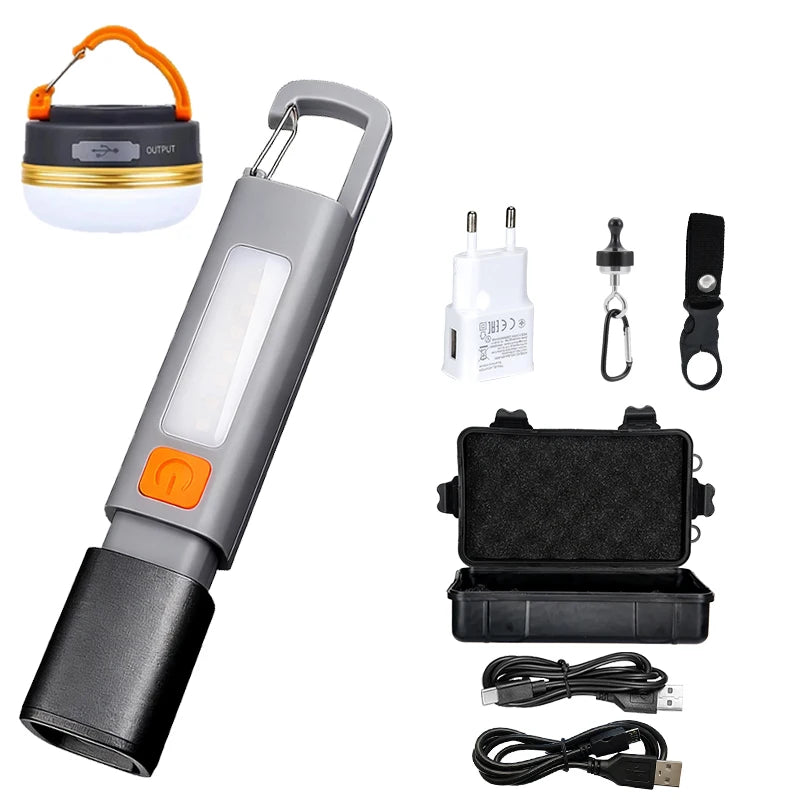 Zoomable XPE COB LED Flashlight | IPX7 Waterproof Rechargeable