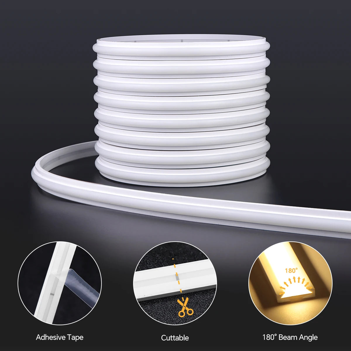 24V Wireless PlR Motion Sensor COB LED Neon Strip NightLight for Bed Bathroom Stair Hallway Lighting 3/5/10m Solid Silicone Tape Oasis Select