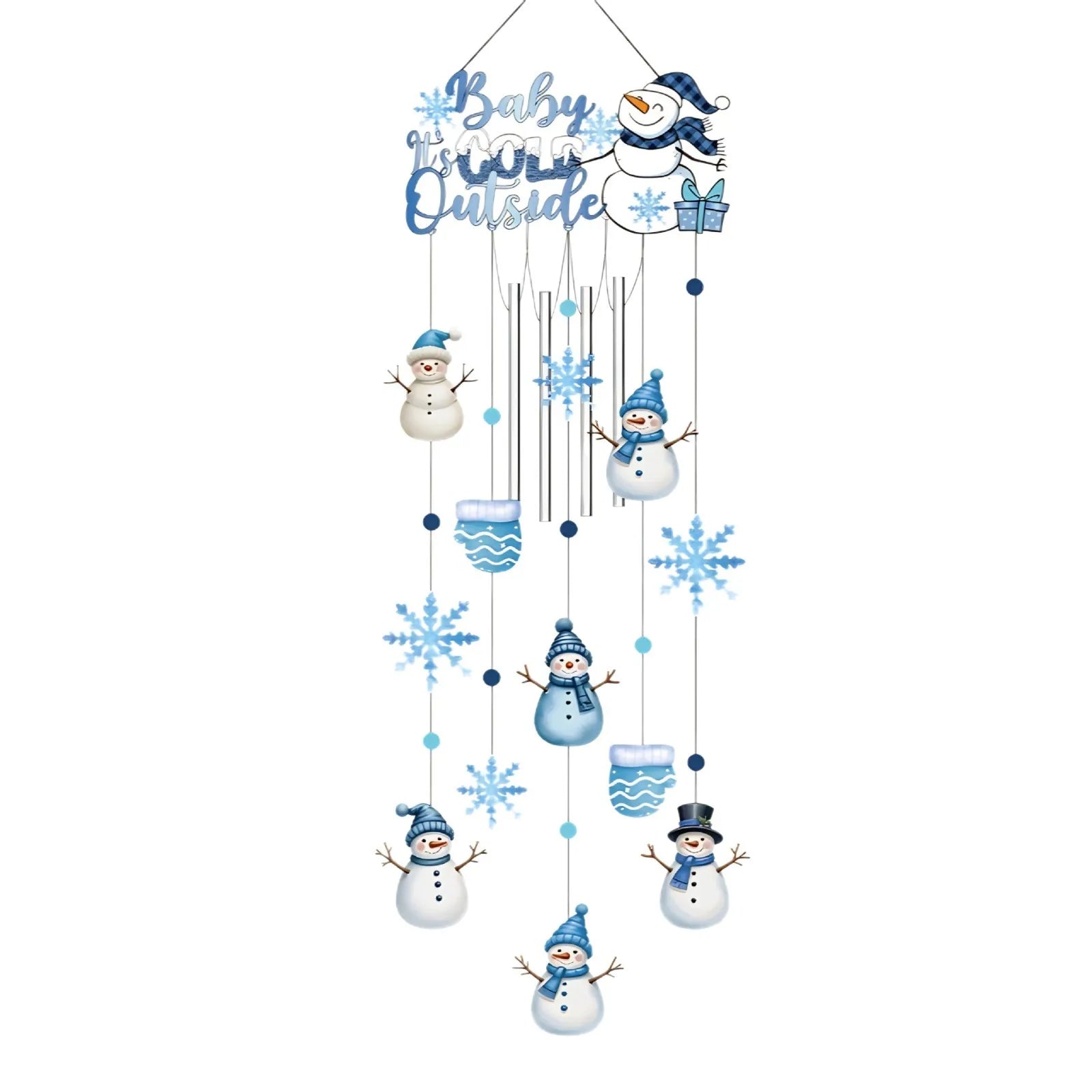 Christmas Decorative Snowman Wind Chime Double-sided Color Printed Handicraft Decorative Outdoor Display Oasis Select Yeti chimes