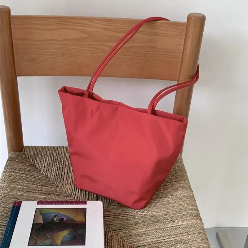 Women's Nylon Bucket Shoulder Bag – Lightweight Tote Handbag