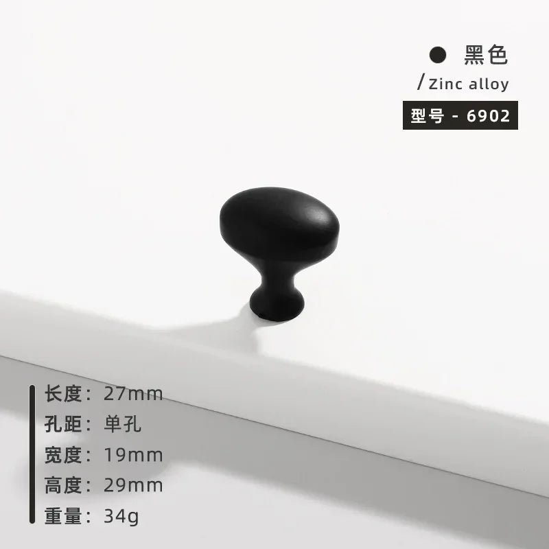 Minimalist Cabinet Door Knobs and Handles Pigeon Egg Oval Drawerknobs Wardrobe Handles for Furniture Oasis Select S-Black 27MM