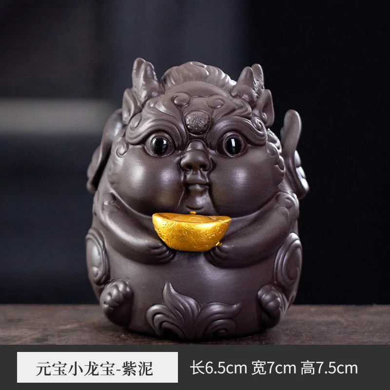 Lucky Purple Clay Cute Pixiu Tea Pet Ornament Premium Nurturable Creative Personalized Tea Play Tea Table Tea Set Accessories Oasis Select - Purple Clay 1