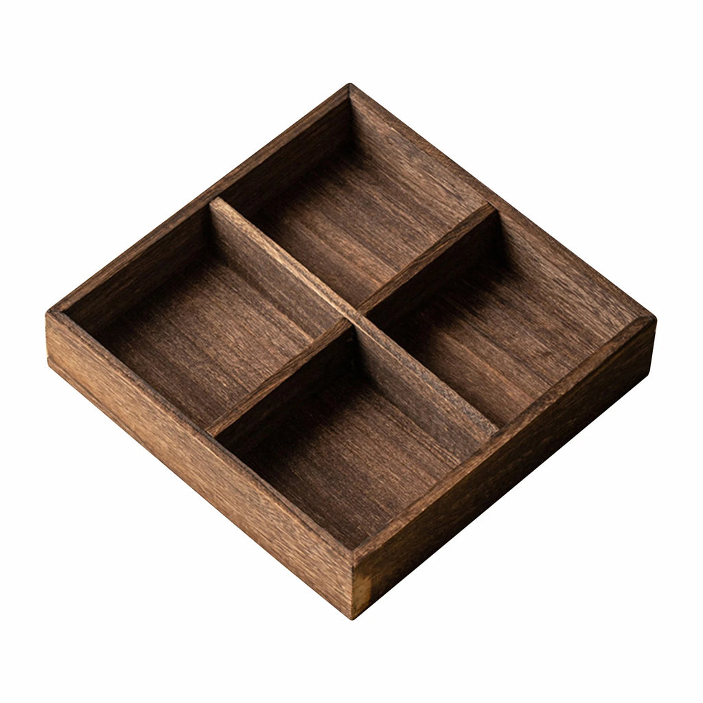 Wood Multi-Compartment Serving Tray | Nuts Fruit Snack Platter