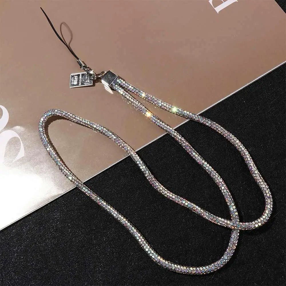 Rhinestone Lanyard Mobile Phone Lanyard Women's Luxury Full Diamond Pendant Long Neck Strap Anti-lost Sling Short Wrist Chain Oasis Select