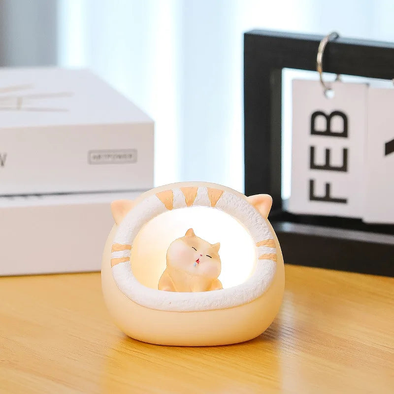 Creative Lovely Cute Fat Cat Night Light Girl Heart Cat Star Light Children Bedroom Atmosphere Light Decoration Oasis Select onesize YELLOW