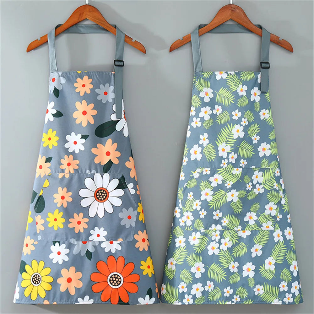 Cute Flower Kitchen Household Oil-Proof Cooking Apron For Women Children Men Kitchen Waterproof Adult Coffee Baking Accessories Oasis Select