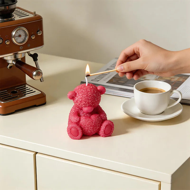 3D Bear Silicone Mold Heart Bouquet Shape Candle Soap Resin Plaster Chocolate Mold for DIY Craft Home Decor Gift Oasis Select
