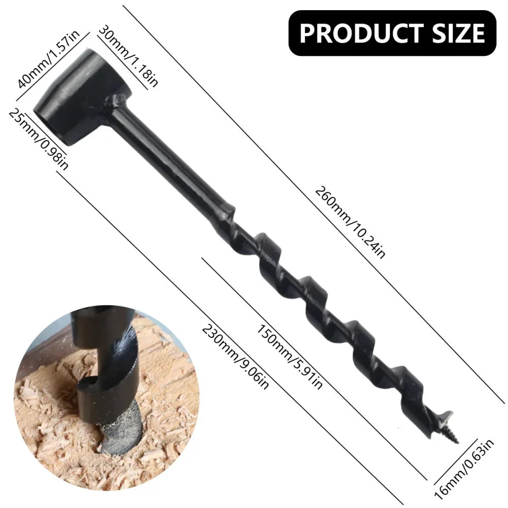 SLADE Manual Auger Drill – Carbon Steel Bushcraft Wood Tool Manual Auger Drill Oasis Select 16 x 230mm