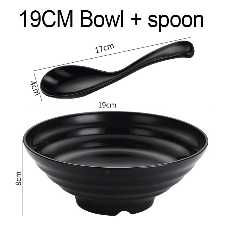 Thickened Plastic Ramen Bowl – Anti-Slip & Large Capacity Plastic Ramen Bowl Oasis Select 19cm Spoon