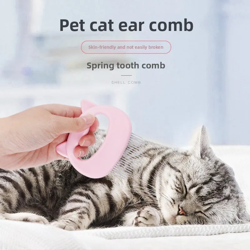 PetCat Comb Grooming Massage Brush Shell Shaped Handle Dog Grooming Massage Tool To Remove Hairs For Cat Cleaning Supplies Oasis Select