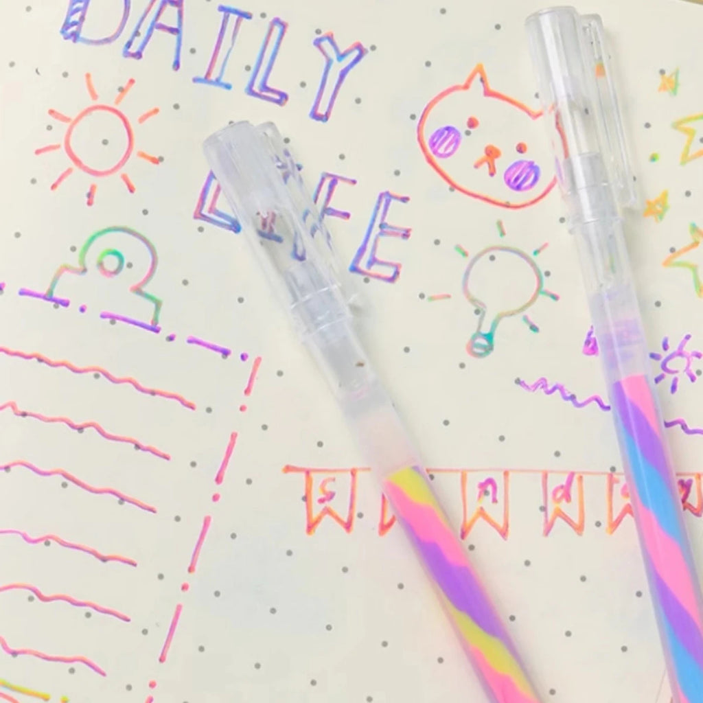 6pcs Glitter Gel Highlighter Pens Set - 1.2mm Vibrant Colors, Smooth Writing, Perfect for Journals, DIY Crafts, Greeting Cards, Oasis Select