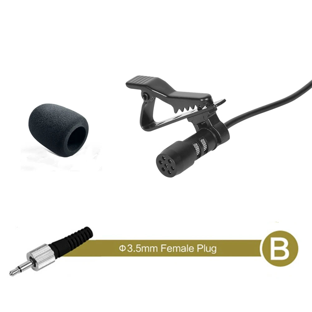 3.5mm Black Lavalier Lapel Microphone Miniature Broadcast Quality For Wireless System With A Metal Clip And A Windscreen Oasis Select B