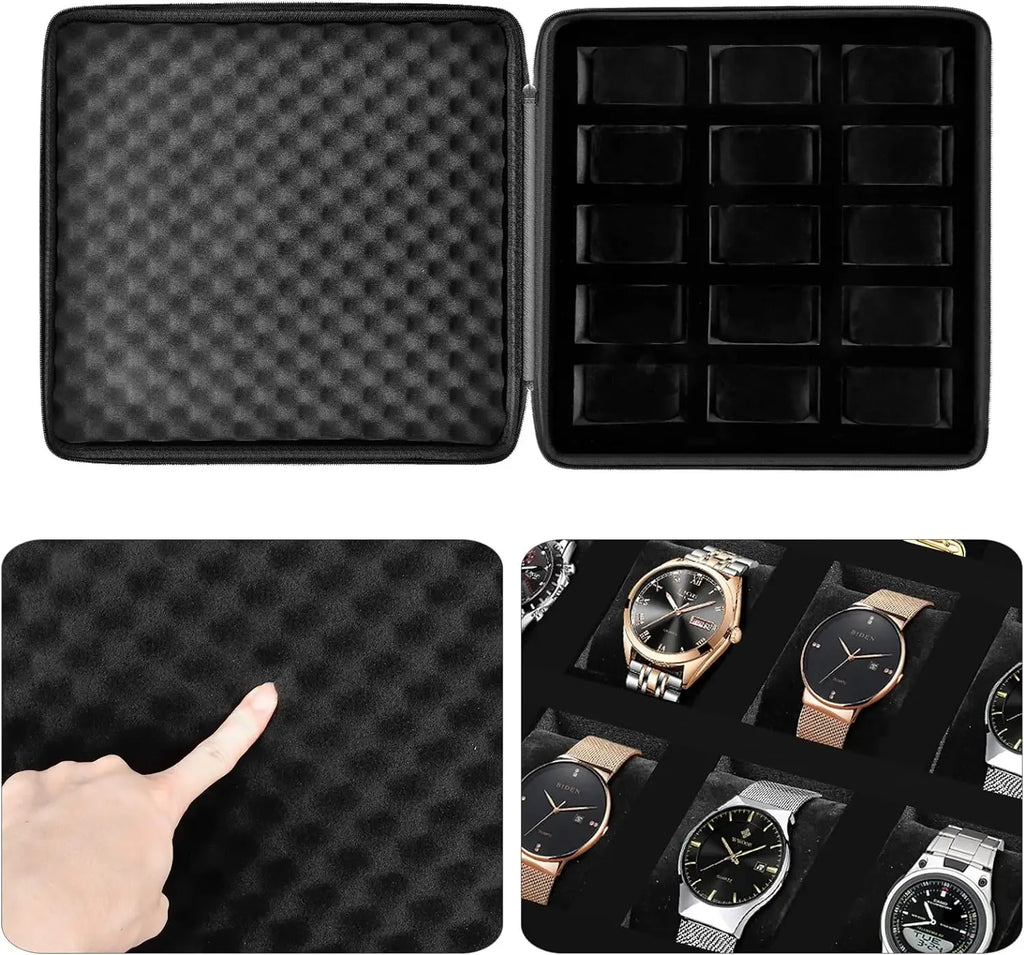 15 Slots Watch Box Men Watch Display Storage Case Organizer Fits Wristwatch Smart Watch Luxury Jewelry Collection Box Oasis Select