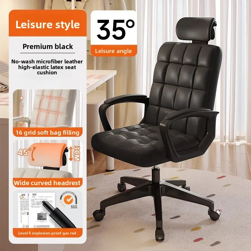 Computer chair home office chair sedentary comfortable seat bedroom college student dormitory makeup chair lifting backrest Oasis Select 3-F16-Black PU-B