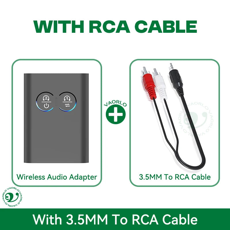 2 in 1 aptX Bluetooth Audio Receiver Transmitter aptX-Adaptive AD/HD/LL AAC 3.5MM AUX HiFi Music Multipoint Wireless Adapter Oasis Select With RCA Cable