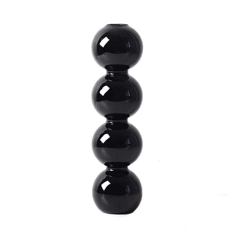 Nordic Glass Bubble Vase - Clear Hydroponic Planter for Home Desk Decor, Cute Simple Gift Idea & Flower Arrangement Decoration Oasis Select Black 4balls