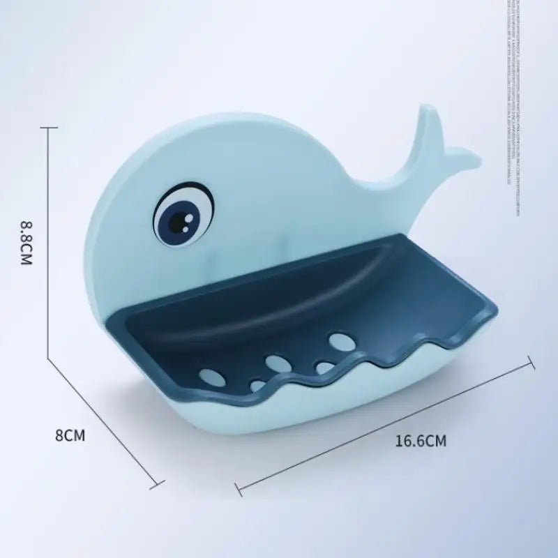 SU 1PCS No-Drill Adhesive Soap Dish, Creative Whale-Shaped Soap Holder With Drainage For Bathroom Double-layer Drain Soap Box Oasis Select